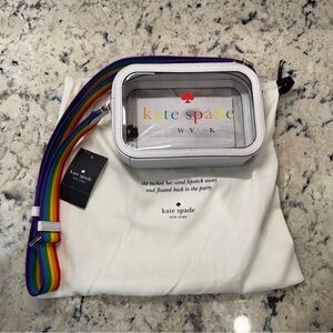 Kate Spade NWT Stadium Camera Bag Crossbody Clear w/Rainbow Strap
